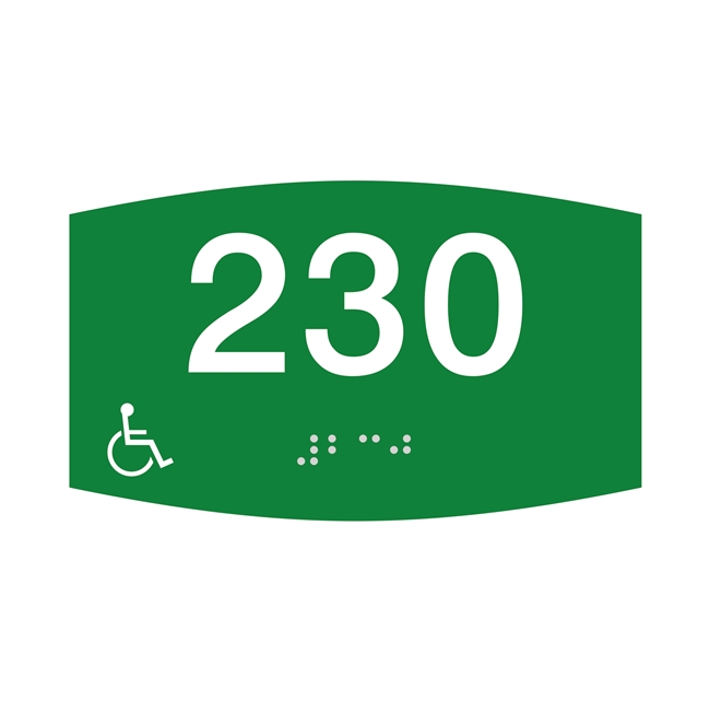 Room Number Handicap ADA Braille Sign 3 x 5