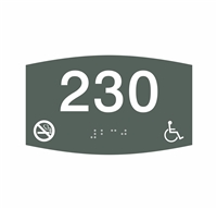 Room Number Handicap Non-Smoking ADA Braille Sign 3 x 5