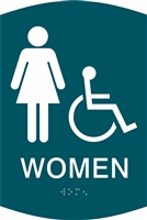 Women's Handicap Restroom ADA Braille Sign