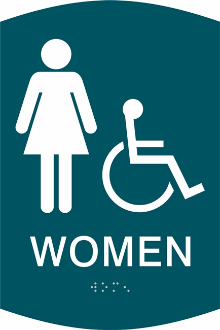 Women's Handicap Restroom ADA Braille Sign