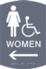 Women's Handicap Restroom ADA Braille Sign with Arrow