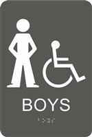 Boy's Handicap Restroom ADA Braille Sign