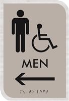 Men's Handicap Restroom ADA Braille Sign with Arrow Options