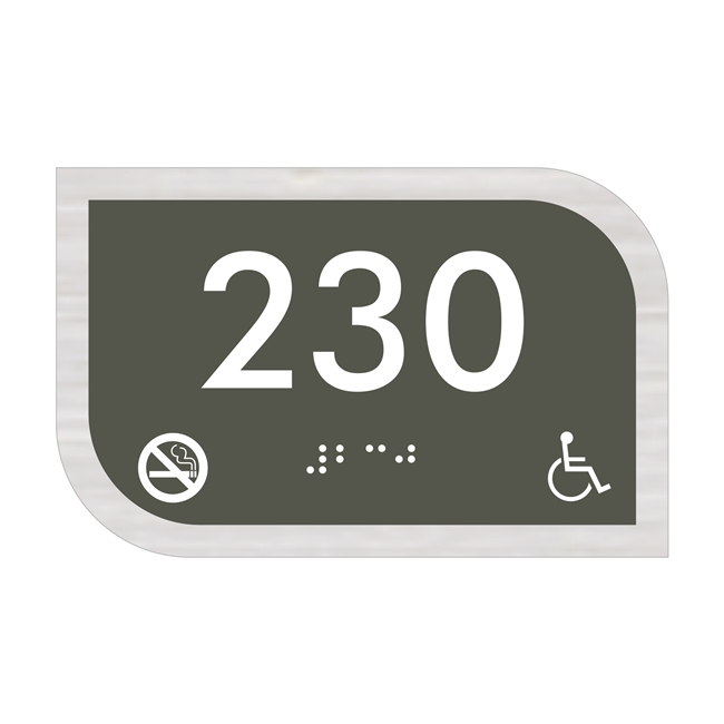 Room Number Handicap Non-Smoking ADA Braille Sign