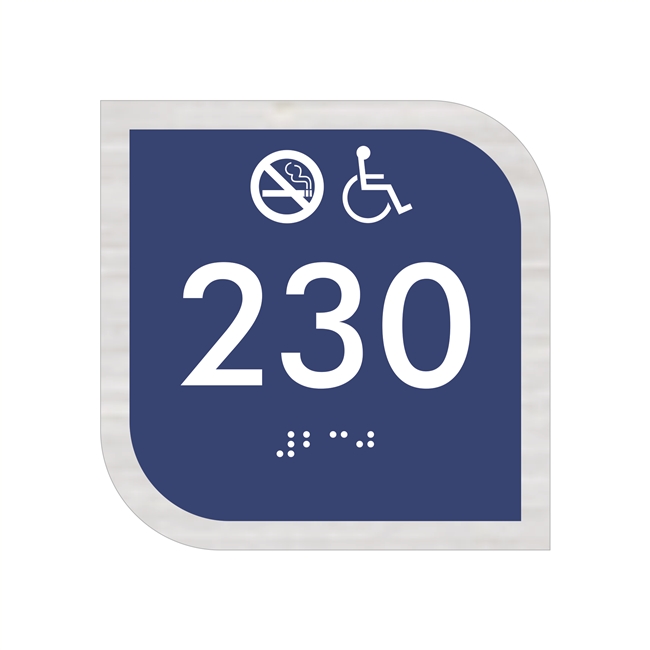 Room Number Handicap Non-Smoking ADA Braille Sign