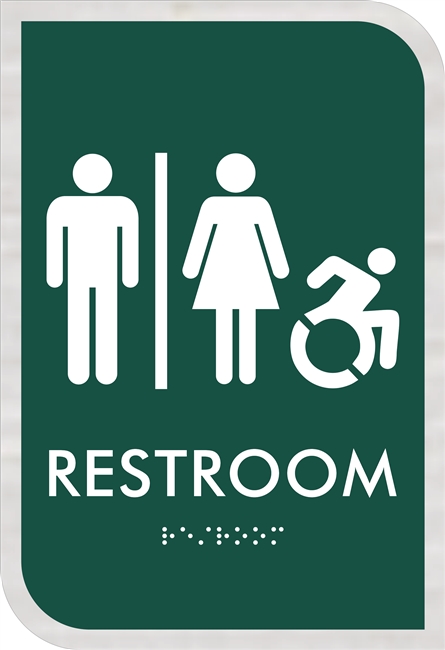 Unisex Active Wheelchair New York Accessible Restroom ADA Braille Sign