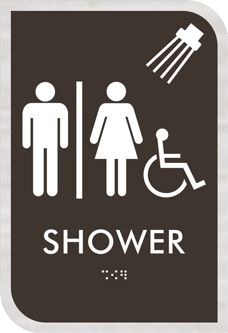 Unisex Handicap Shower ADA Braille Sign