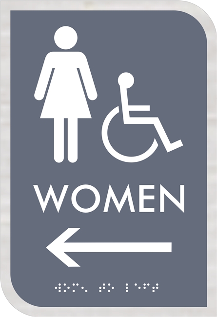 Women Handicap  Restroom ADA Braille Sign