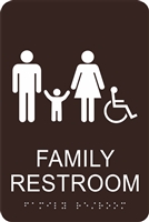 Family Handicap Restroom  ADA Braille Sign