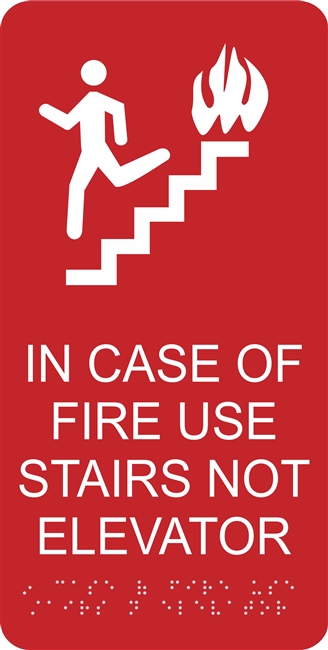 In Case of Fire ADA Braille Sign