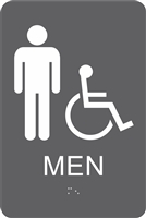 Men's Handicap Restroom ADA Braille Sign