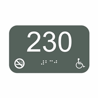 Room Number Handicap Non-Smoking ADA Braille Sign 3 x 5