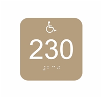 Room Number Handicap ADA Braille Sign 4 x 4
