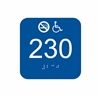 Room Number Handicap Non-Smoking ADA Braille Sign 4 x 4