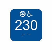 Room Number Handicap Non-Smoking ADA Braille Sign 4 x 4