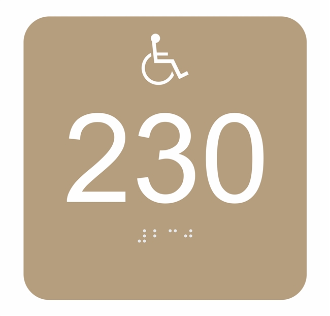 Room Number Handicap ADA Braille Sign 5.5 x 5.5
