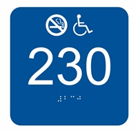 Room Number Handicap Non-Smoking ADA Braille Sign 5.5 x 5.5