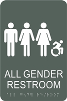 All Gender Active Wheelchair New York Restroom Sign 6 x 9