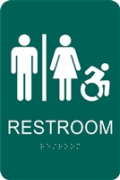 Unisex Active Wheelchair New York Restroom Sign 6 x 9