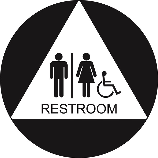 Geometric California Unisex Handicap Restroom Sign <br> (12 in. x 12 in.)<br>Multiple Background Colors