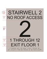 Stairwell ADA Braille Sign<br> (12 in. x 14 in.)<br>Multiple Background Colors