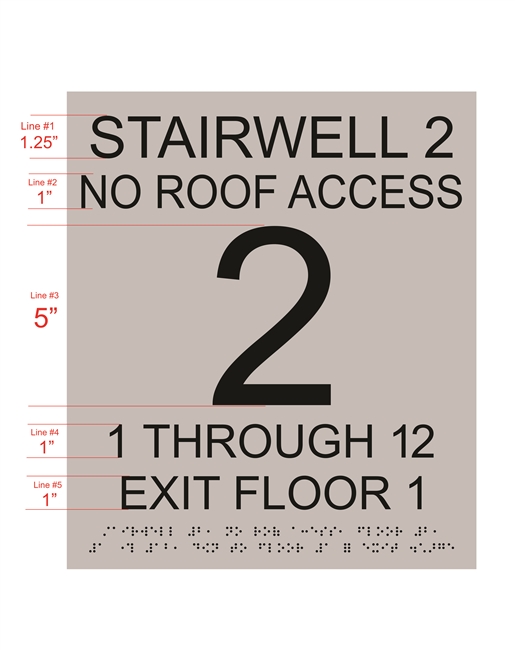 Stairwell ADA Braille Sign<br> (12 in. x 14 in.)<br>Multiple Background Colors