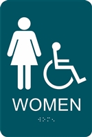 Women's Handicap Restroom ADA Braille Sign