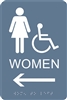 Women's Handicap Restroom ADA Braille Sign with Arrow