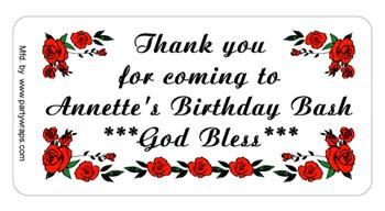 Birthday Rose Border Label