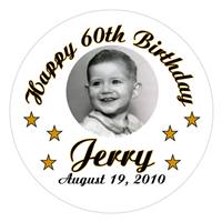 Birthday Photo & Stars Label