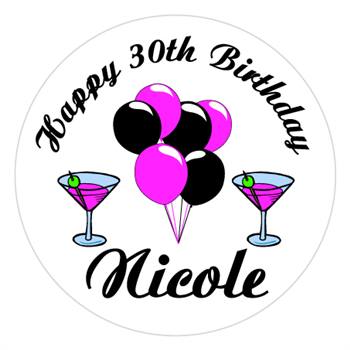 Birthday Martini Glass Label