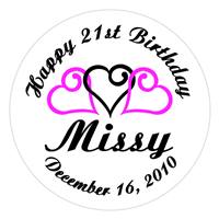 Birthday Triple Heart Label