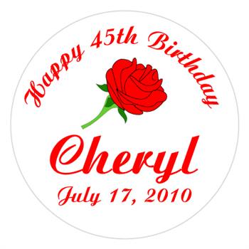 Birthday Red Rose Label