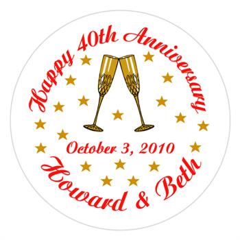 Anniversary Champagne Glasses Label