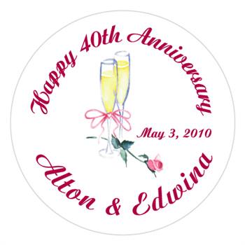 Anniversary Champagne Glasses Rose Lollipop