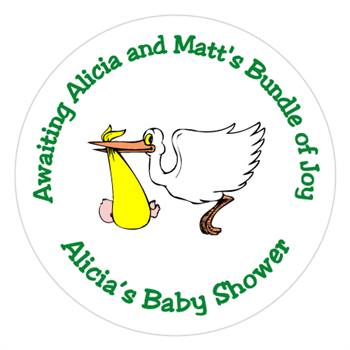 Baby Shower Stork Label