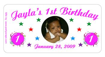 Childrens Birthday Photo Burst Label