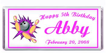 Childrens Birthday Bowling Girl Candy Bar