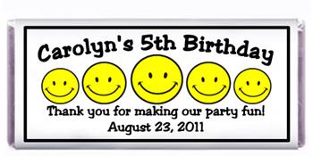 Childrens Birthday Happy Face Candy Bar
