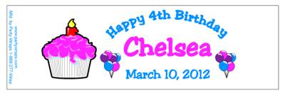 Childrens Birthday Cupcake Water Bottle Labels