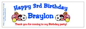 Childrens Birthday Sports Water Bottle Labels