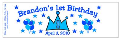 Childrens Birthday Prince Water Bottle Labels