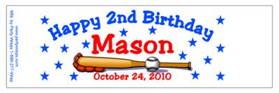 Childrens Birthday Baseball Water Bottle Labels