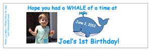 Childrens Birthday Whale Water Bottle Labels