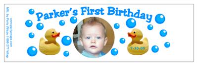 Childrens Birthday Ducky Water Bottle Labels
