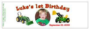 Childrens Birthday Tractor Water Bottle Labels