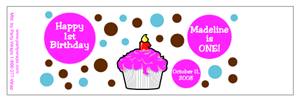 Childrens Birthday Cupcake Dots Water Bottle Labels