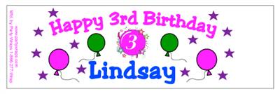 Childrens Birthday Balloon & Burst Water Bottle Labels