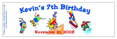 Childrens Birthday Skateboard Water Bottle Labels