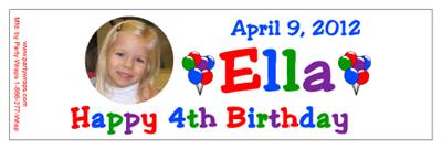 Childrens Birthday Photo Color Water Bottle Labels